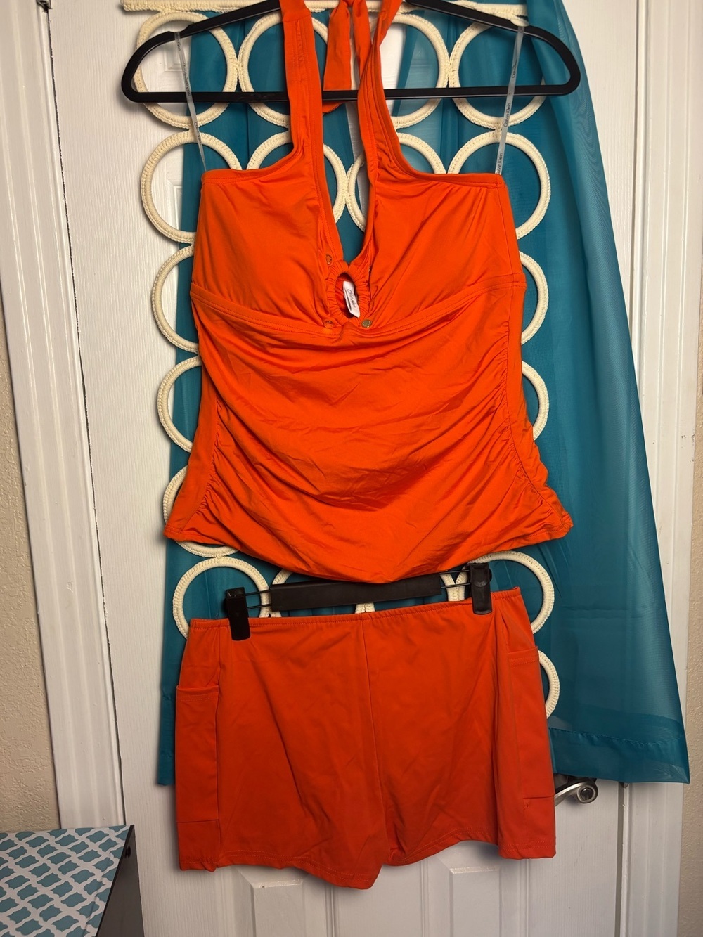 Calvin Klein Bright Orange Women's Tankini Top with shorts bottoms NWT LARGE 🔥